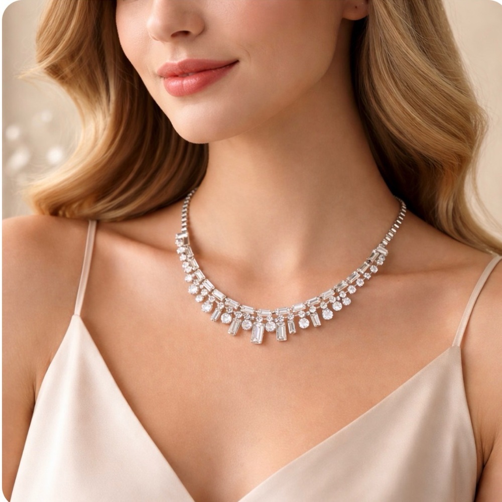 KATE SPADE CLINK OF ICE CRYSTAL CHARM COLLAR NECKLACE RHODIUM NWT BOX CHAIN NEW